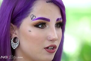 Pretty And Raw - Hot Inked Purple Hair Teen Banged In Threesome